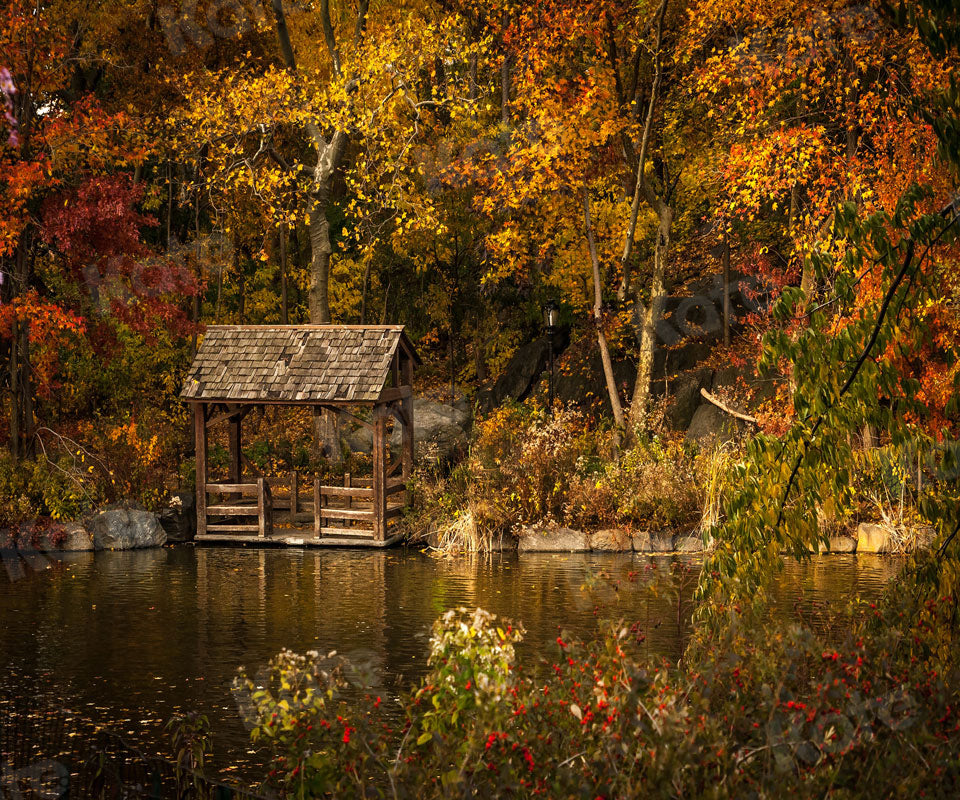Kate Automne Lac Forêt Jaune Toile de fond pour la photographie - Kate Backdrop FR