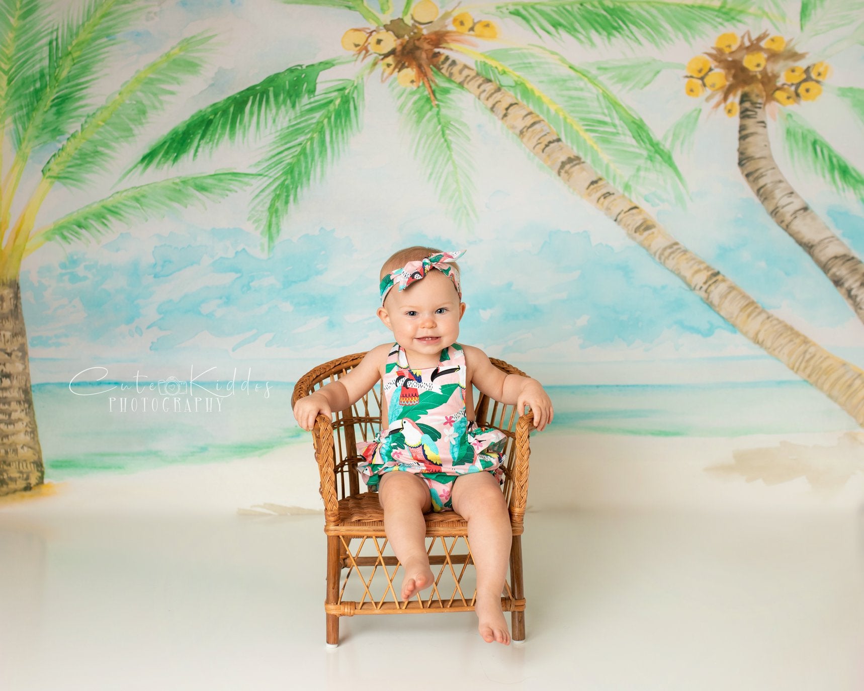 Kate Plage Été Cocotier Enfant Toile de fond conçue par Veronika Gant - Kate Backdrop FR