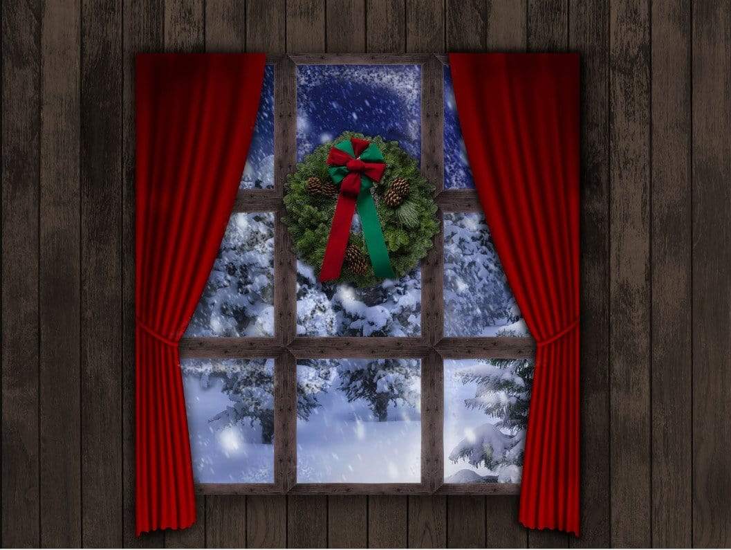Katebackdrop£ºKate Christmas Window Wreath Night Sky Backdrop for Photography Designed By Jerry_Sina