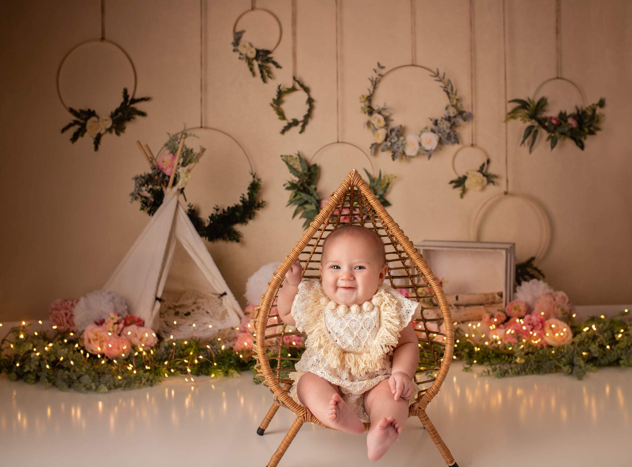 Kate Printemps Fleurs Camping Enfants Toile de fond conçu par Mandy Ringe - Kate Backdrop FR