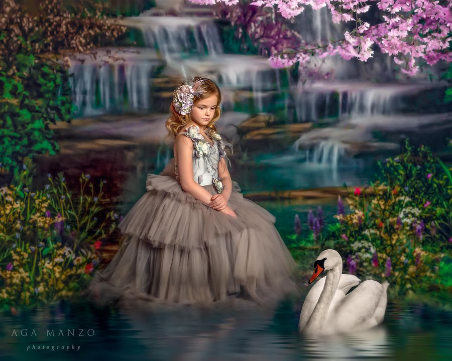 Kate Sirène Chute d'eau Printemps Été Pâques Toile de fond pour la photographie - Kate Backdrop FR