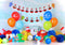 Kate 1er anniversaire Pêcher Ballons Mer Bleu Toile de fond conçue par Mandy Ringe - Kate Backdrop FR