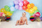 Kate Anniversaire Enfants Ballon Arc-en-ciel Toile de fond conçu par Kerry Anderson - Kate Backdrop FR