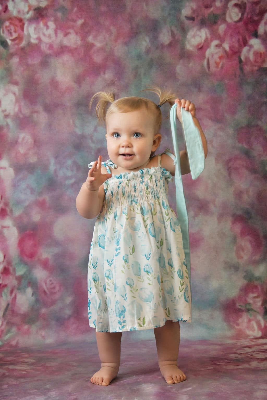 Kate Fleurs Rose & Bleu Portrait Toile de fond pour la photographie - Kate Backdrop FR