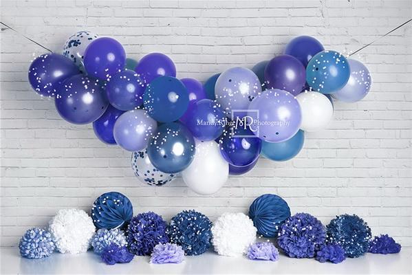 Kate Guirlande Ballons Bleu Anniversaire Toile de fond conçue par Mandy Ringe