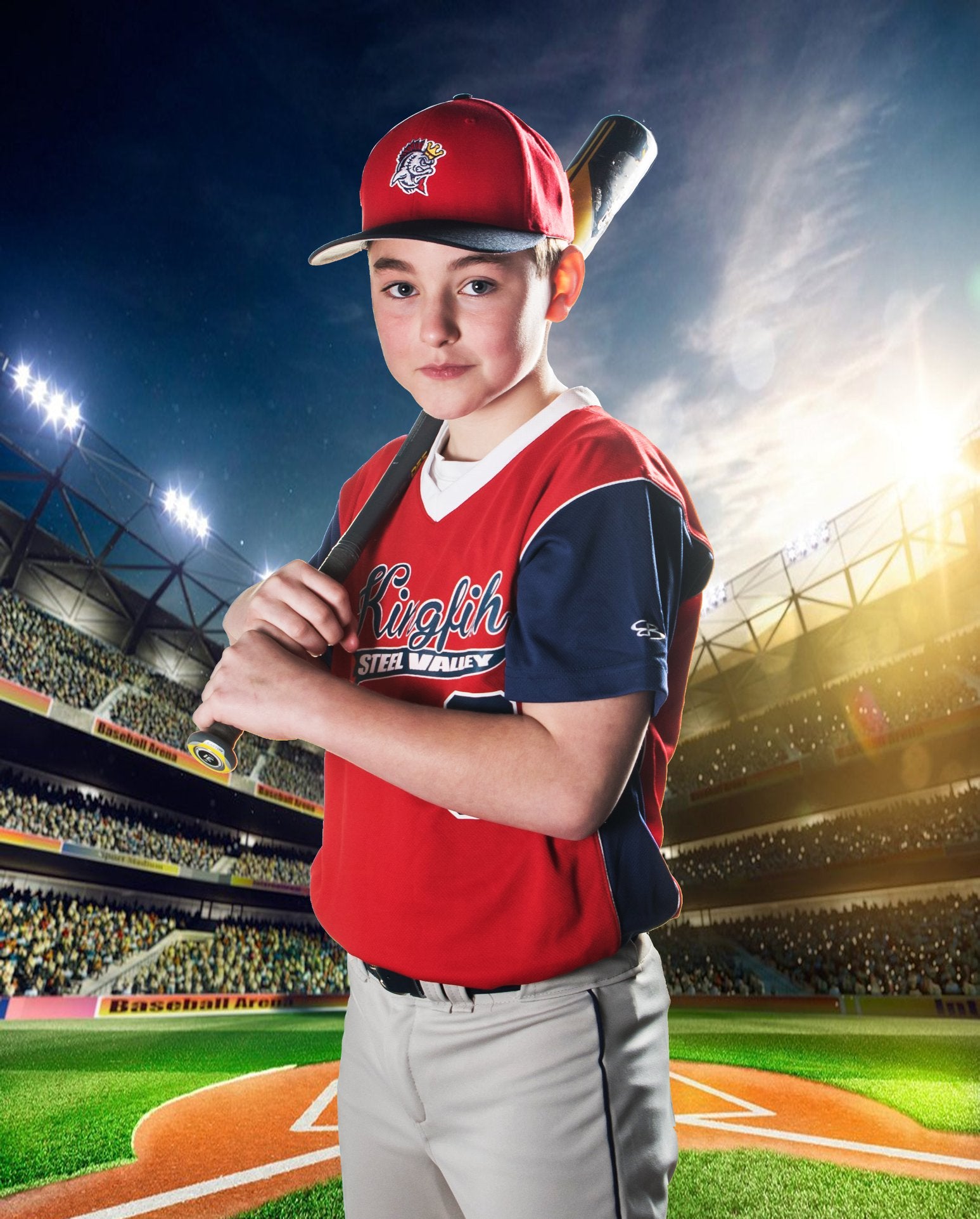 Kate Sports Grand terrain de baseball Aire de jeux avec toile de fond d'herbe verte