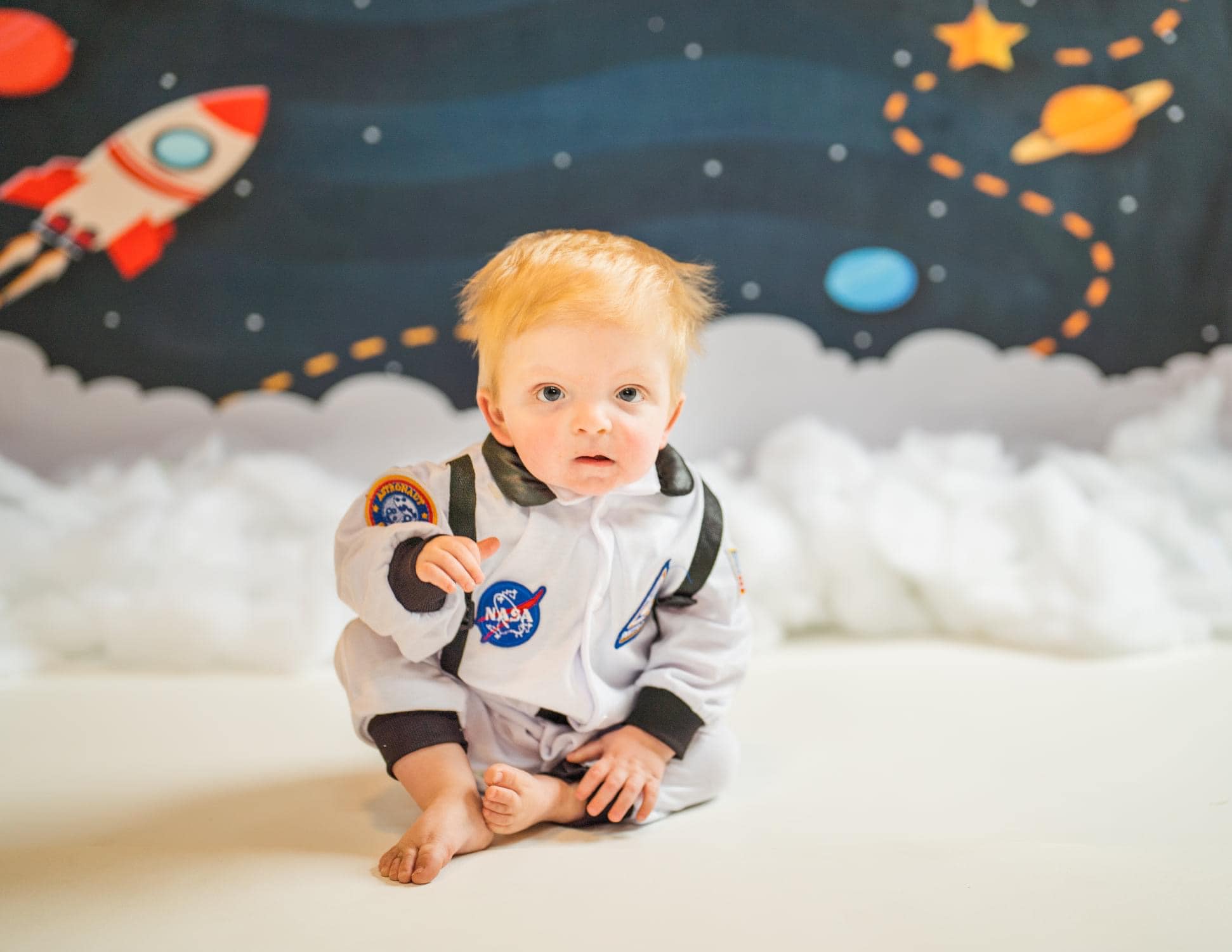 Kate Espace avec étoiles Moons Rocket enfants toile de fond pour la photographie conçu par Amanda Moffatt