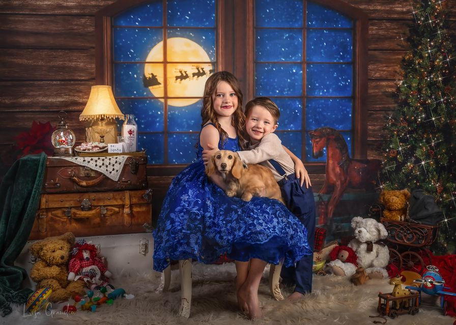 Kate Arbre de Noël Santa toile de fond pour la photographie conçu par Lisa Granden