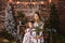Kate Arbre Ferme Mur de briques Noël Toile de fond conçu par Mandy Ringe - Kate Backdrop FR