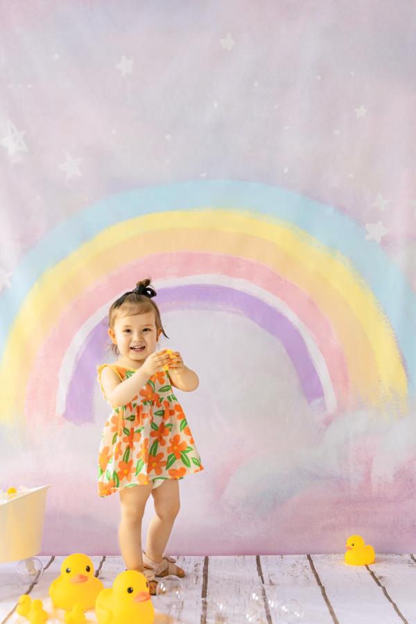 Kate Sweep Mur-à-Sol Cake smash Arc-en-ciel Toile de fond conçue par Chain Photographie - Kate Backdrop FR