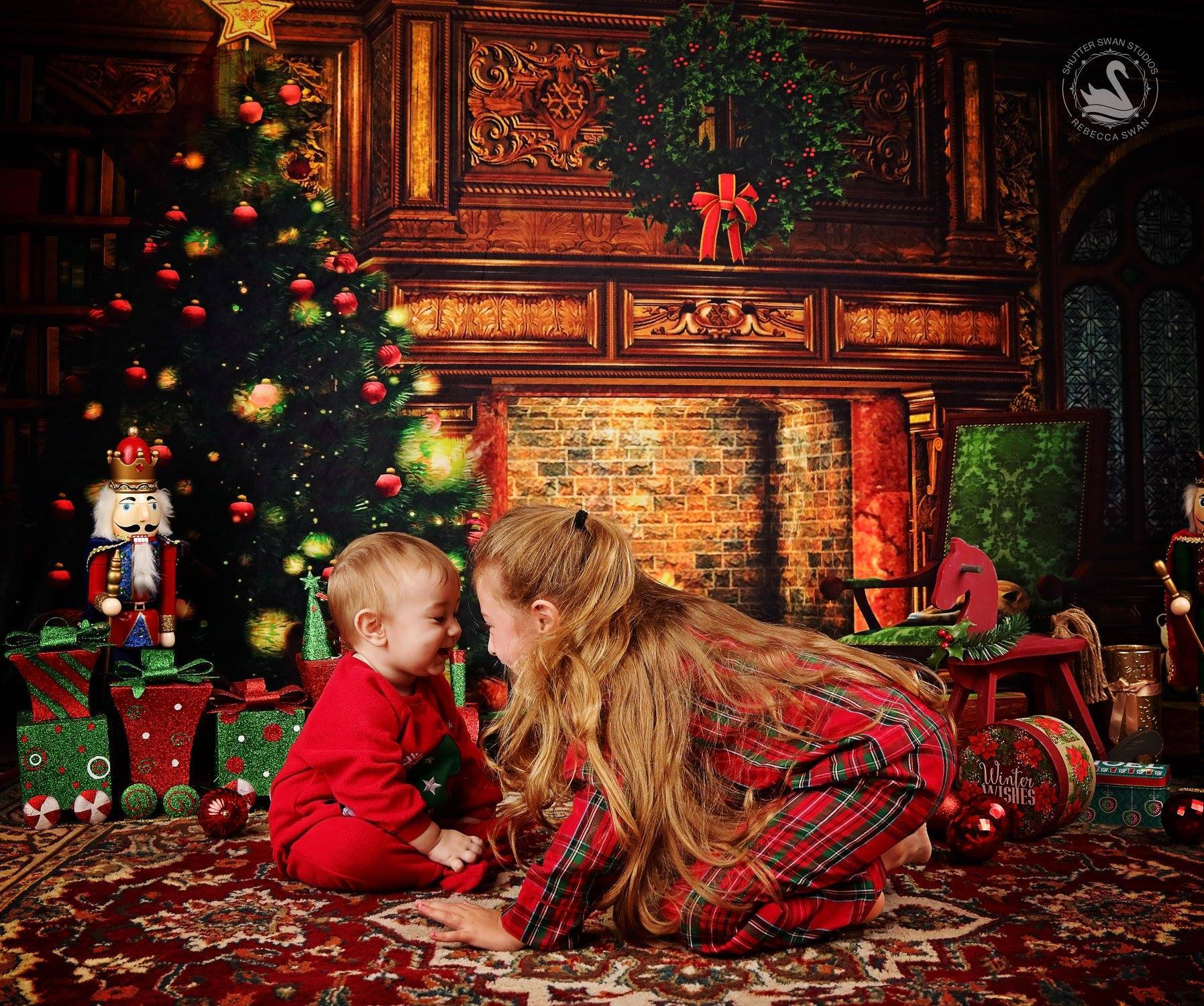 Katebackdrop鎷㈡綖Kate Christmas Tree And Fireplace Decorations for Photography