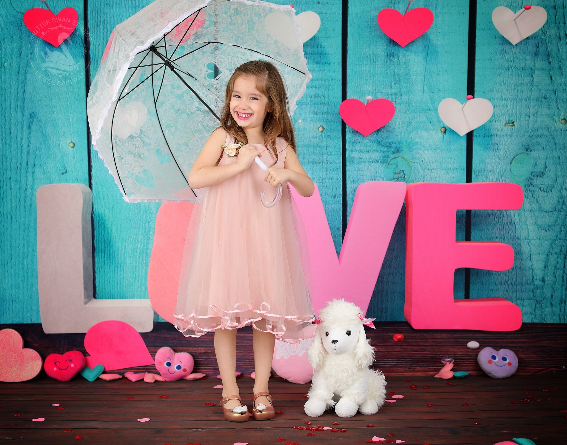 Kate Amour Mur en bois Bleu Saint-Valentin Toile de fond pour la photographie - Kate Backdrop FR