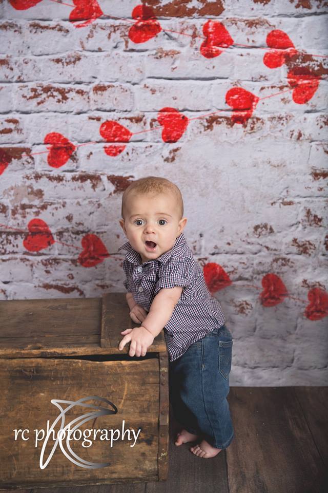Katebackdrop£ºKate white brick wall with red hearts Valentine's Day Backdrop for Photography designed by Jerry_Sina