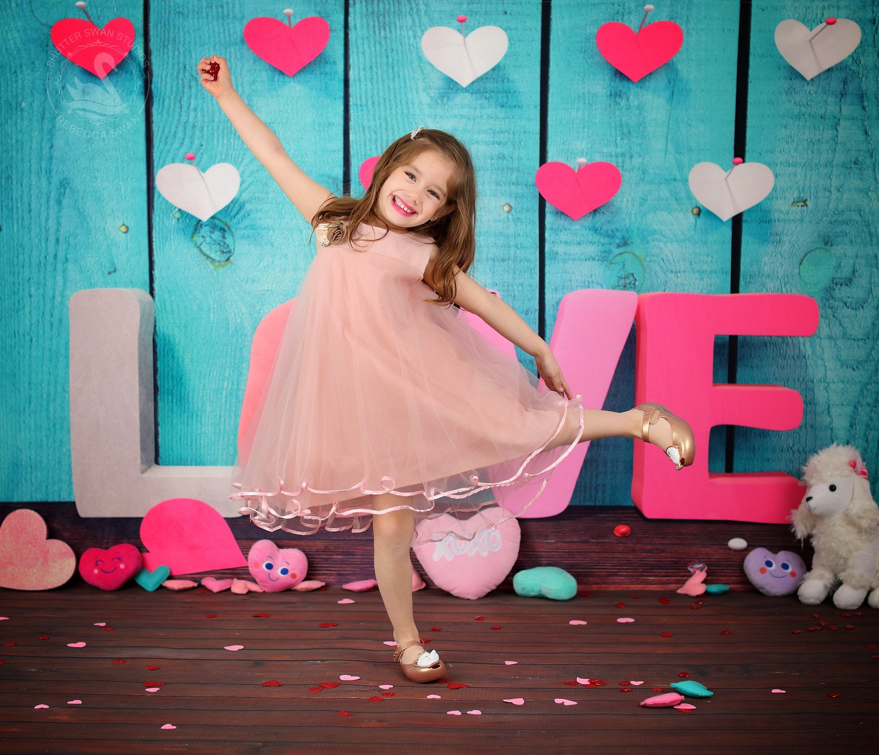 Kate Amour Mur en bois Bleu Saint-Valentin Toile de fond pour la photographie - Kate Backdrop FR