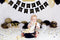 Kate Ballons Doré & Noir Royal Anniversaire Enfants  Toile de fond conçue par Sherie Skelly - Kate Backdrop FR