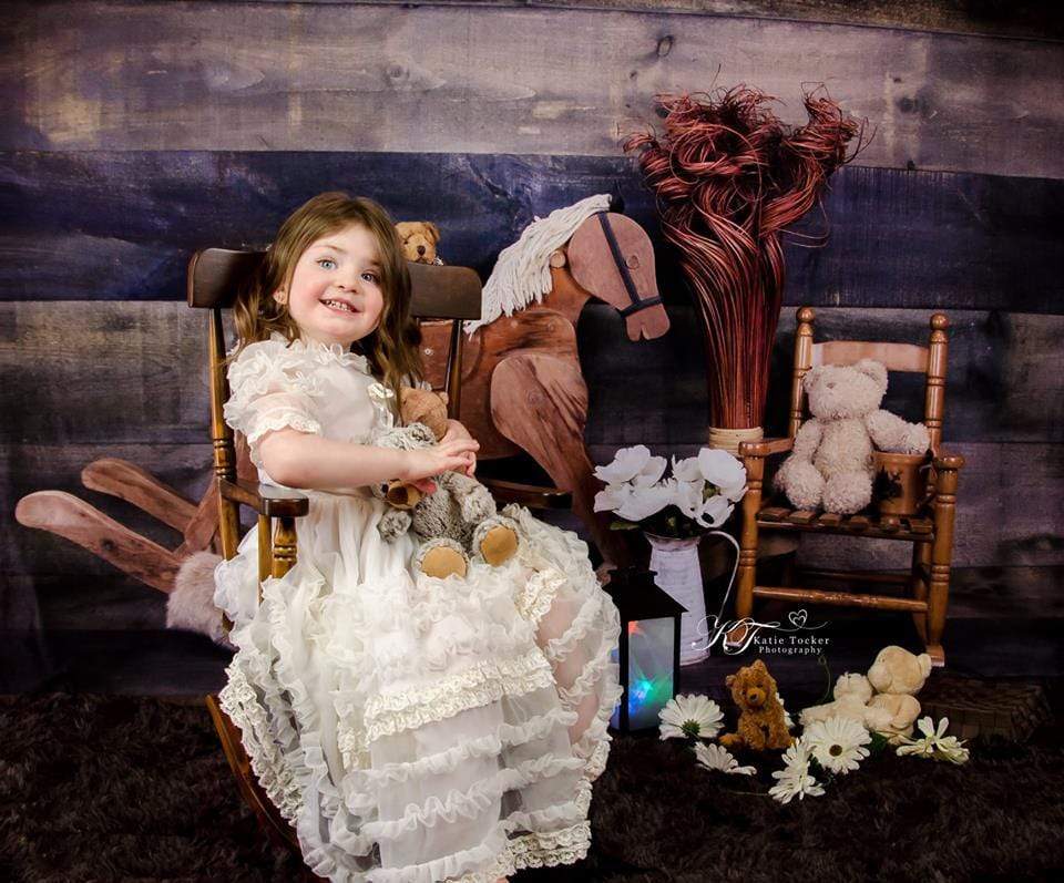 Katebackdrop£ºKate Rocking Horse and Teddy Bear Children Backdrop for Photography Designed by Amanda Moffatt