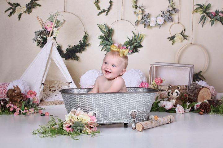 Kate Printemps Fleurs Camping Enfants Toile de fond conçu par Mandy Ringe - Kate Backdrop FR