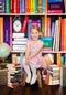Kate Bookshelf Backdrop Alarm Clock Colorful Books Photography children - Katebackdrop