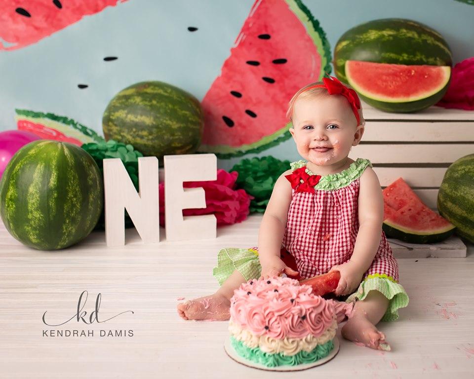 Kate Été Pastèque Cake smash Anniversaire Toile de fond pour la photographie - Kate Backdrop FR
