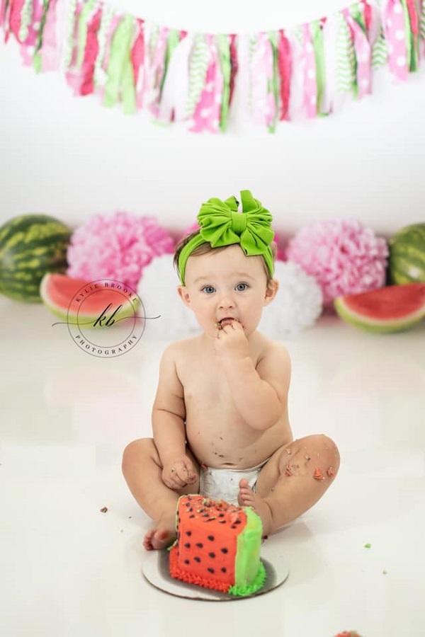Kate Anniversaire Pastèque Rose Vert Été Toile de fond conçue par Mandy Ringe - Kate Backdrop FR