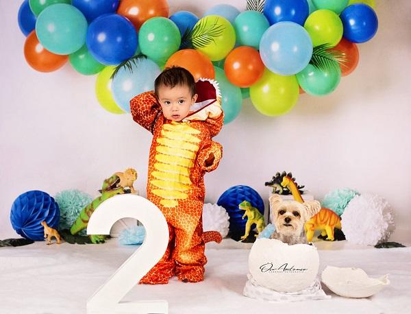 Kate Anniversaire Dinosaure Ballons Toile de fond conçue par Mandy Ringe Photographie