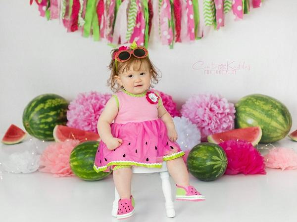 Kate Anniversaire Pastèque Rose Vert Été Toile de fond conçue par Mandy Ringe - Kate Backdrop FR