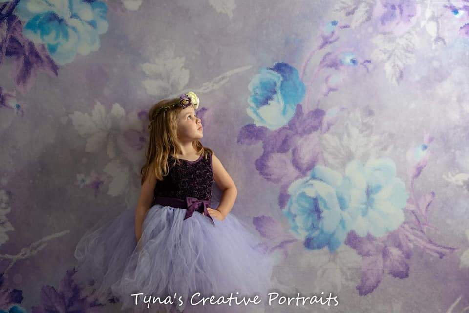 Kate Rétro Flou Bokeh Fleurs Violet Toile de fond conçue par JFCC - Kate Backdrop FR