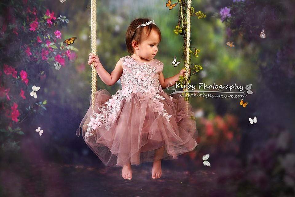 Katebackdrop£ºKate Pink Floral Garden Fairy Lights spring Backdrop for Photography Designed by Pine Park Collection