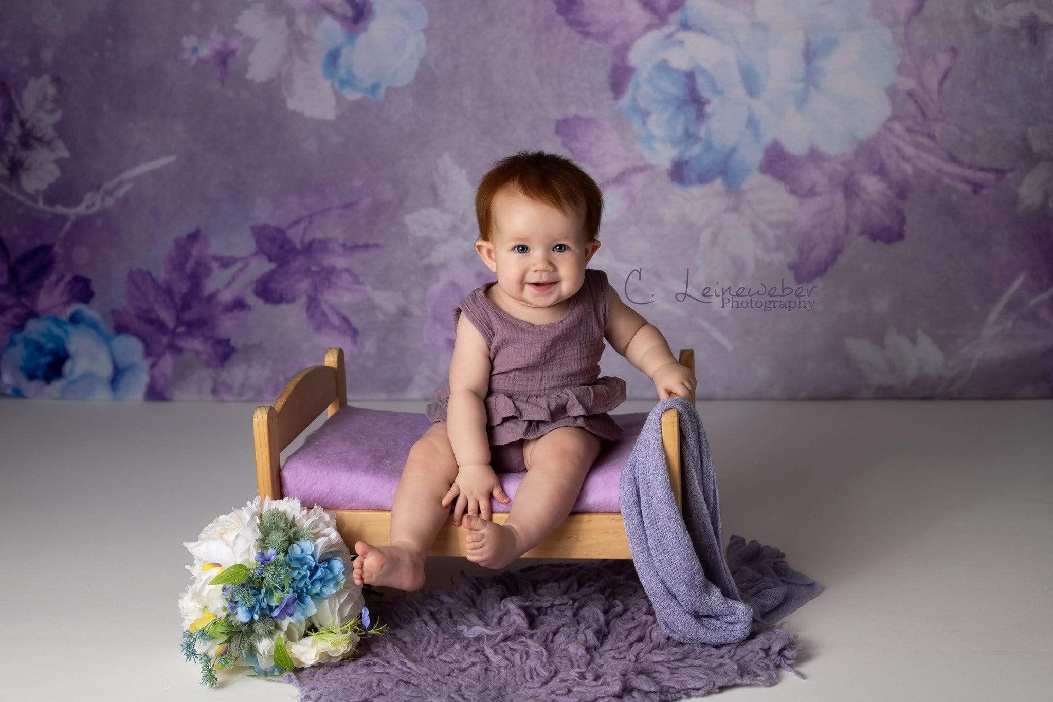 Kate Rétro Flou Bokeh Fleurs Violet Toile de fond conçue par JFCC - Kate Backdrop FR