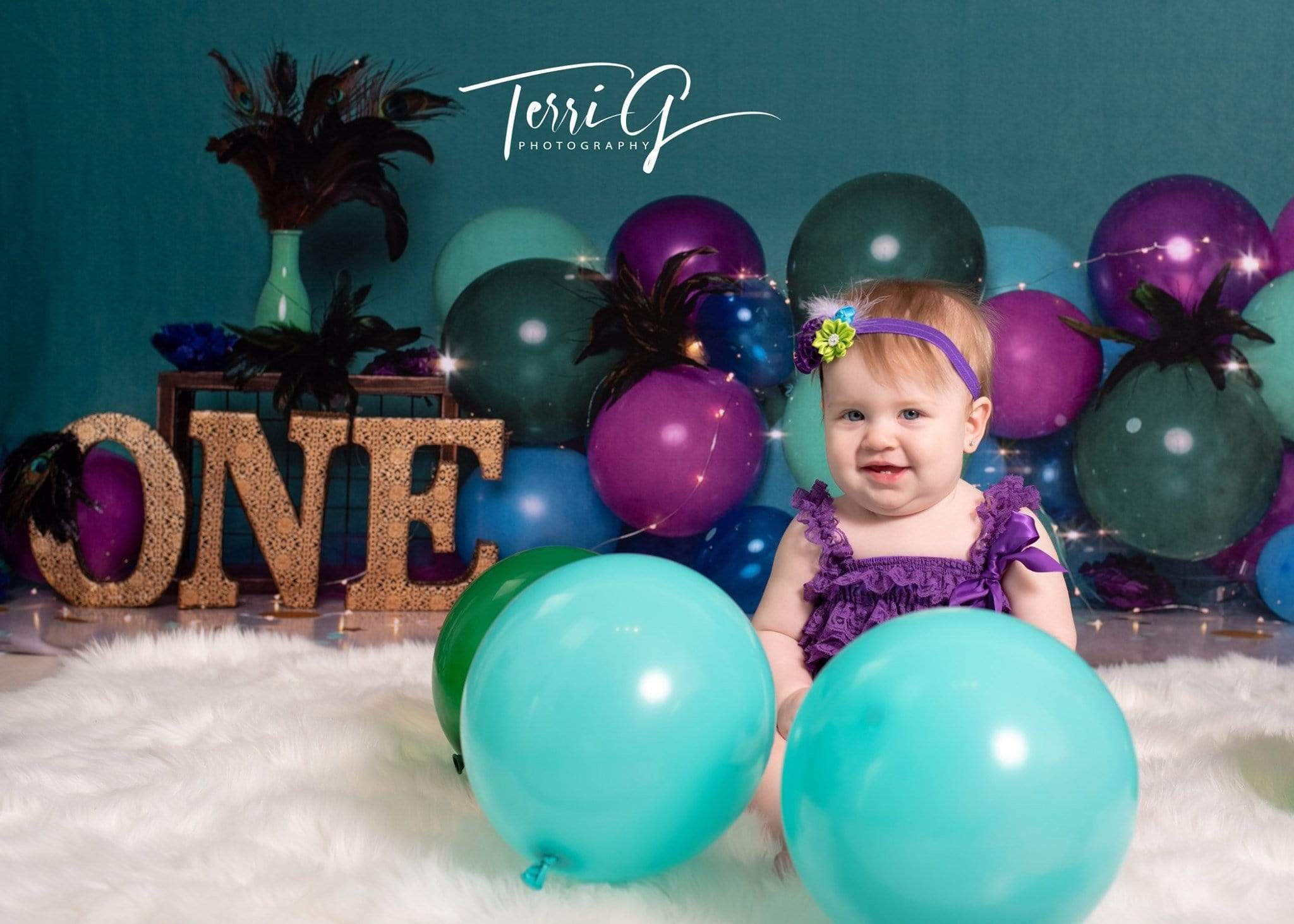 Katebackdrop£ºKate 1st Birthday with Balloons Backdrop for Photography Designed by Cassie Christiansen Photography