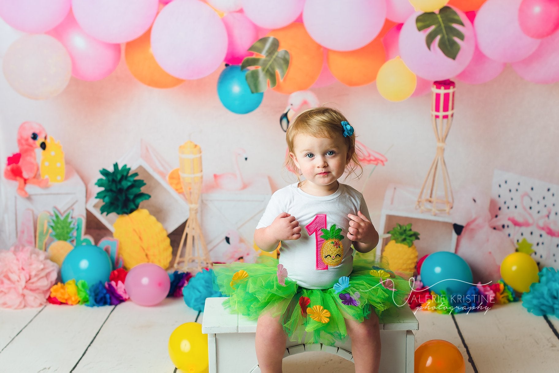Kate Flamingo Party Enfants Ballons Toile de Fond pour la Photographie Conçu par Laura Lee Photographie