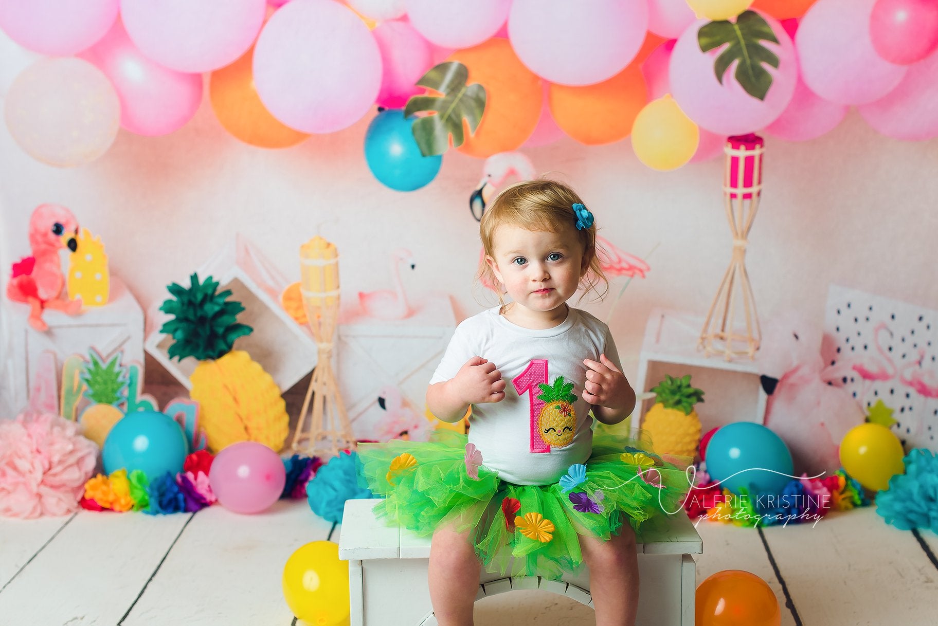 Kate Flamant Fête Enfant Ballons Rose Toile de fond conçue par Laura Lee Photographie