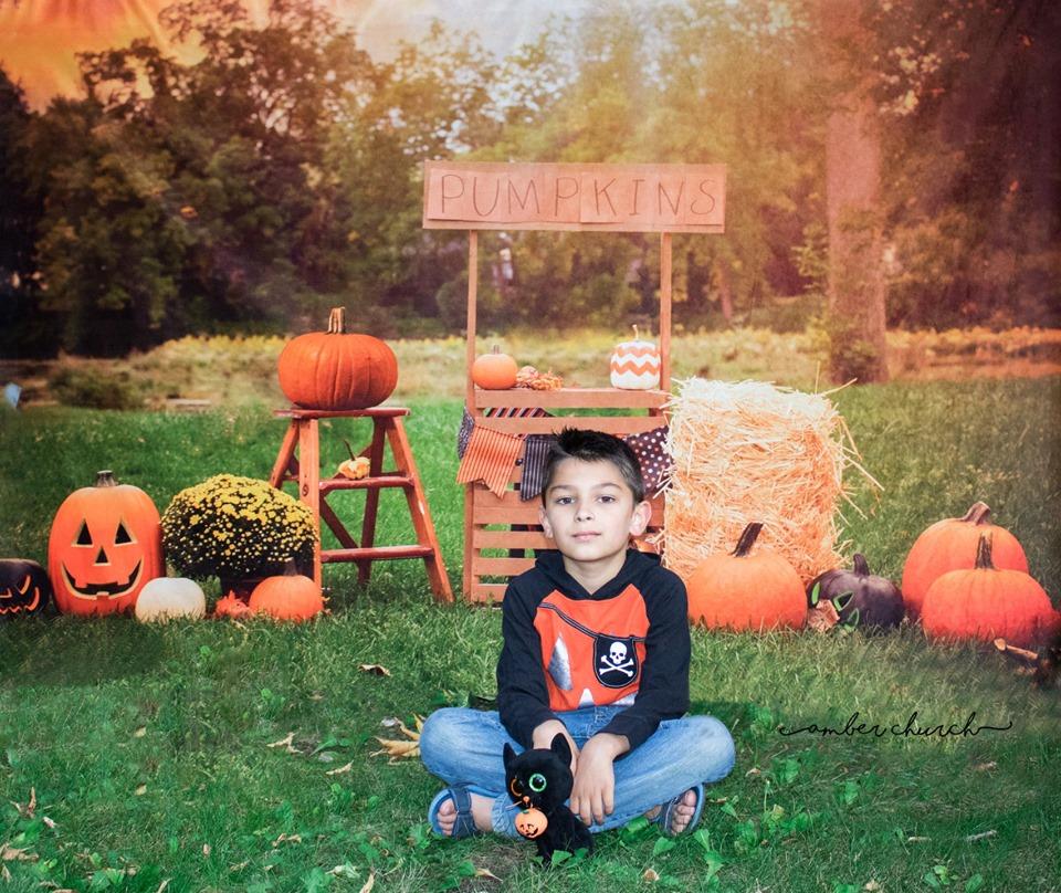 Kate Halloween Photography Backdrop For Party Pumpkins Grassland - Katebackdrop