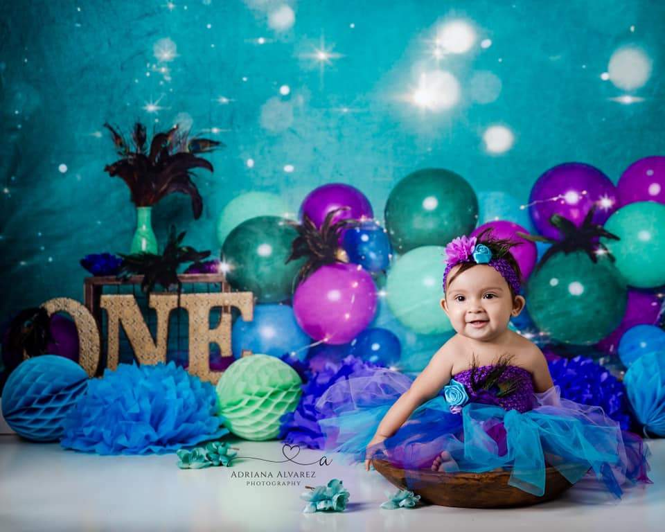 Katebackdrop£ºKate 1st Birthday Balloons Bokeh Backdrop for Photography Designed by Cassie Christiansen Photography
