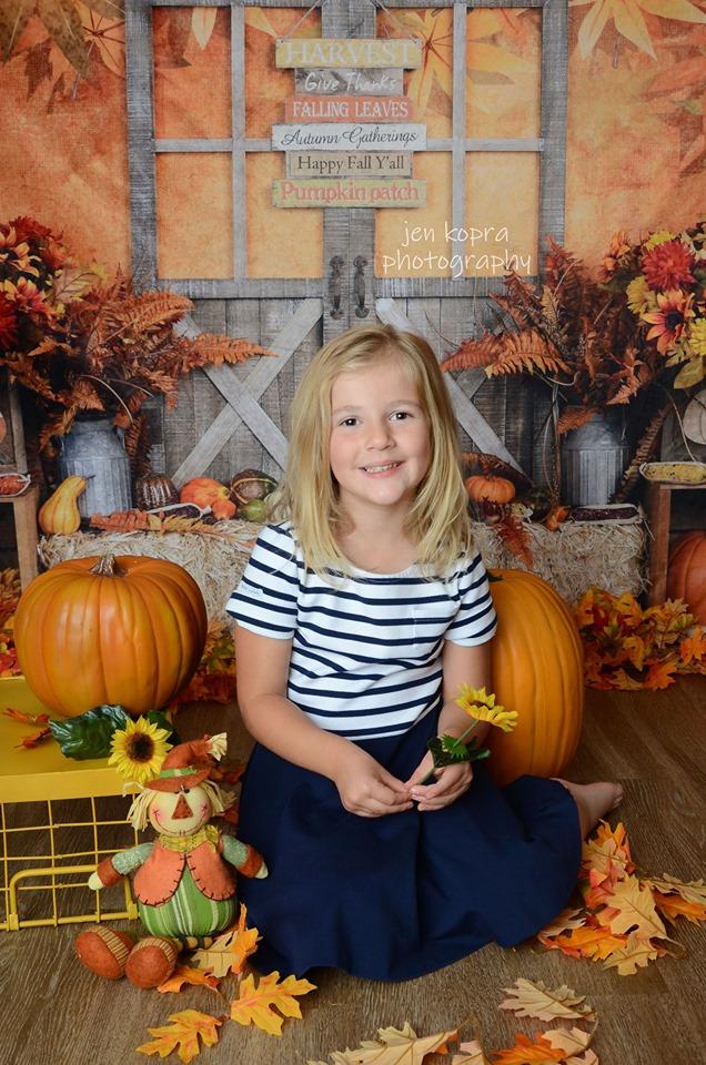 Katebackdrop£ºKate Autumn Leaves with Pumpkins Thanksgiving Backdrop