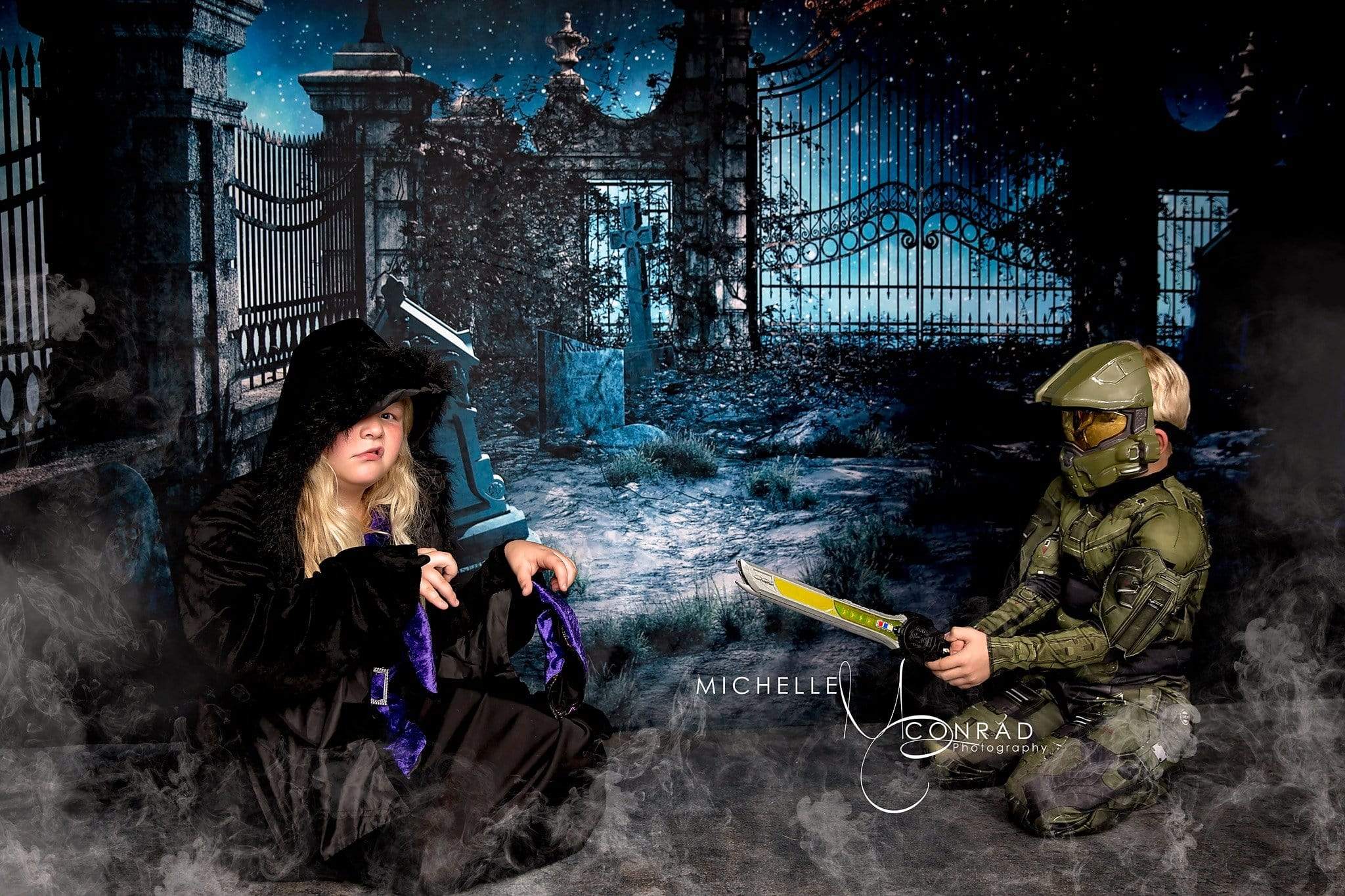 Katebackdrop£ºKate Halloween Night Scene Grave Backdrop Light Photo Background