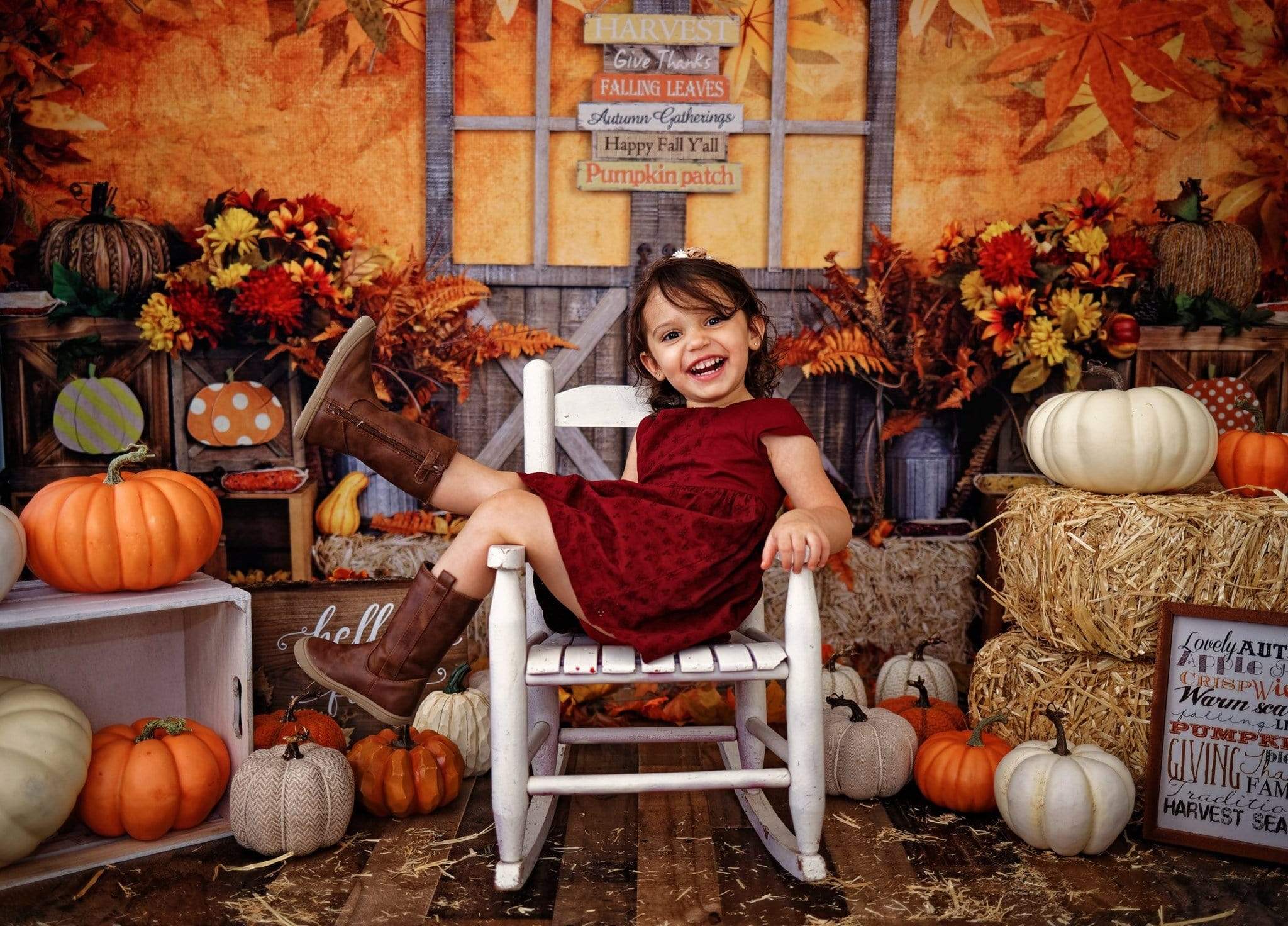 Katebackdrop£ºKate Autumn Leaves with Pumpkins Thanksgiving Backdrop