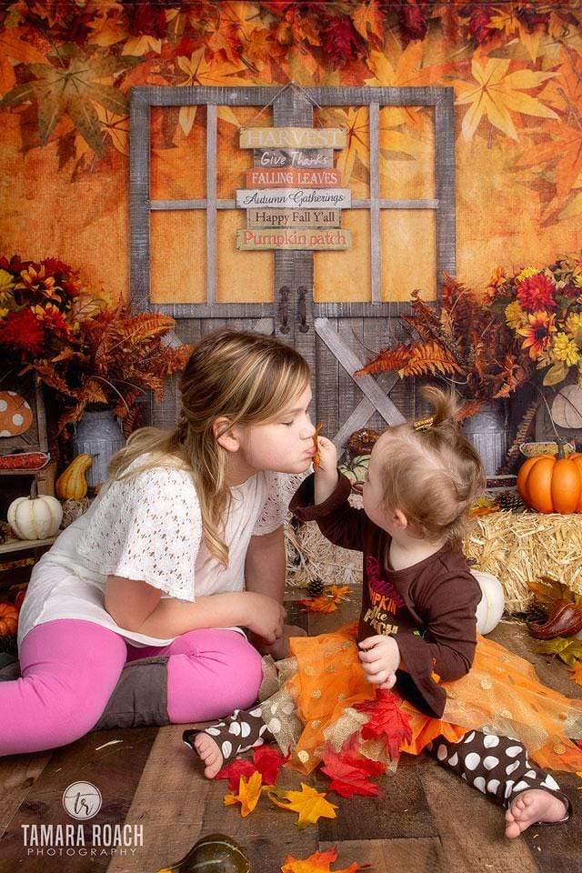 Katebackdrop£ºKate Autumn Leaves with Pumpkins Thanksgiving Backdrop