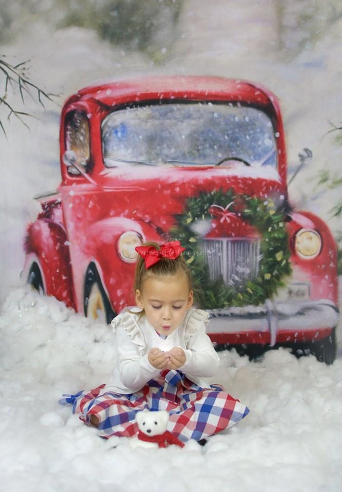 Katebackdrop£ºKate Christmas Snowy Red Car Backdrop for Photography