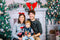 Katebackdrop£ºKate Christmas Tree with Fireplace White Brick Wall Warmful Backdrop for Photography