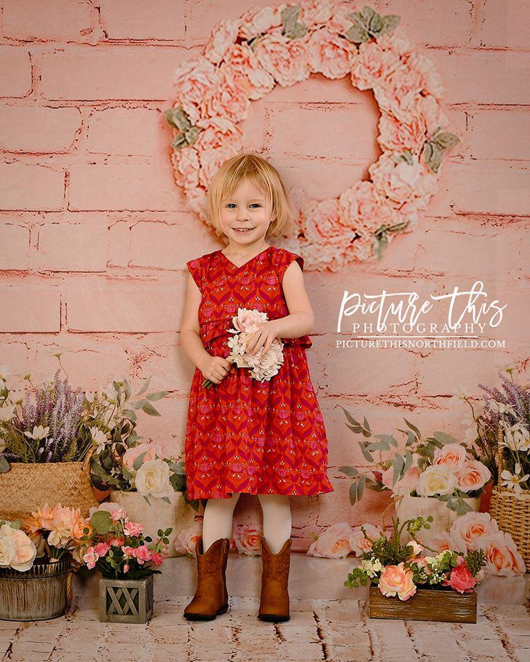 Katebackdrop鎷㈡綖Kate Pink Brick Wall Spring\Mother's Day Floral Backdrop Designed by Jia Chan Photography