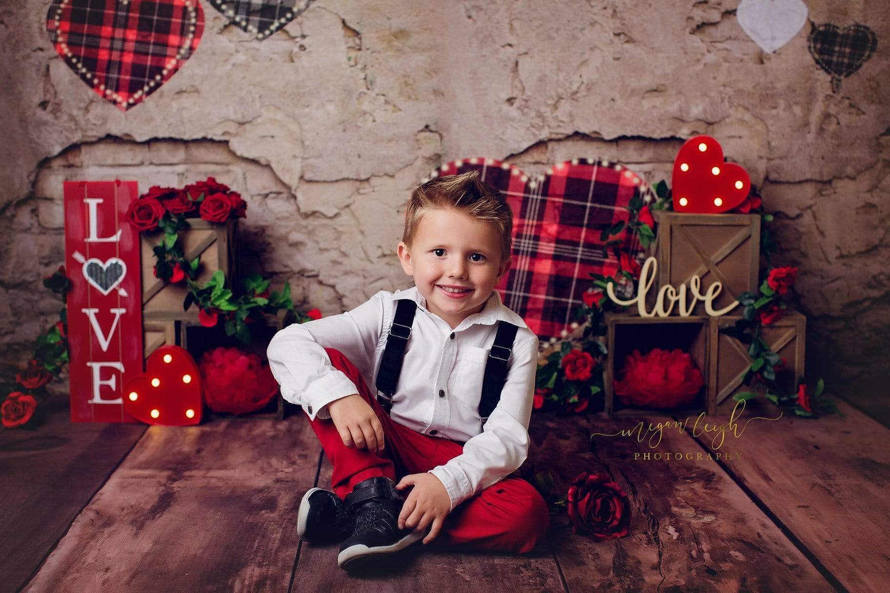 Kate toile de fond de mur de briques de la Saint-Valentin conçue par Megan Leigh Photographie