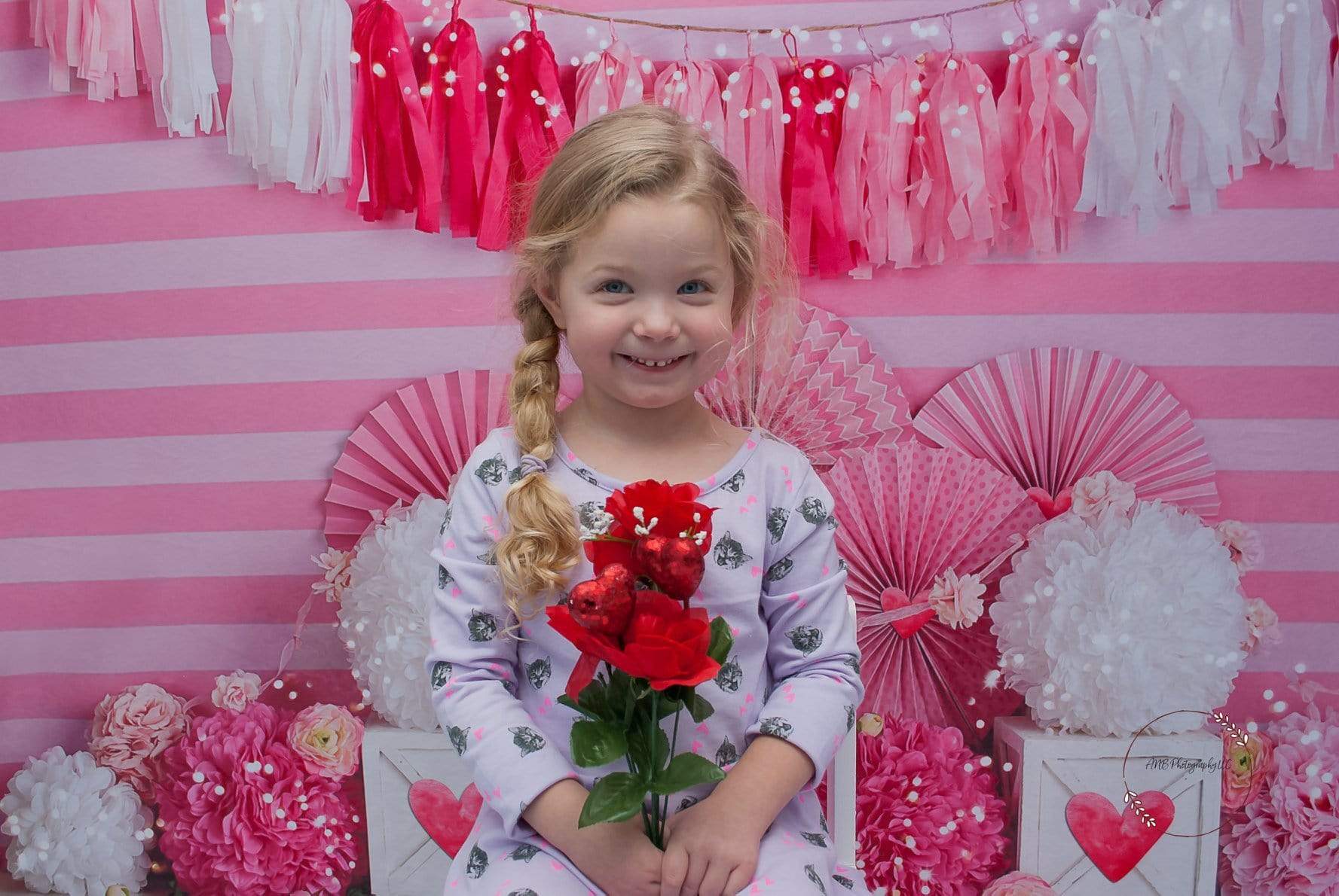 Katebackdrop£ºKate Valentine's Day with Hearts and Stripes Backdrop Designed By Mandy Ringe Photography