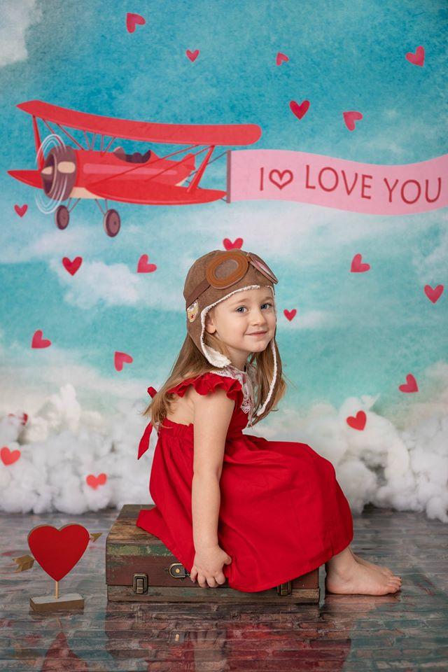 Katebackdrop£ºKate Sky Love Plane Backdrop for Valentines designed by Jerry_Sina