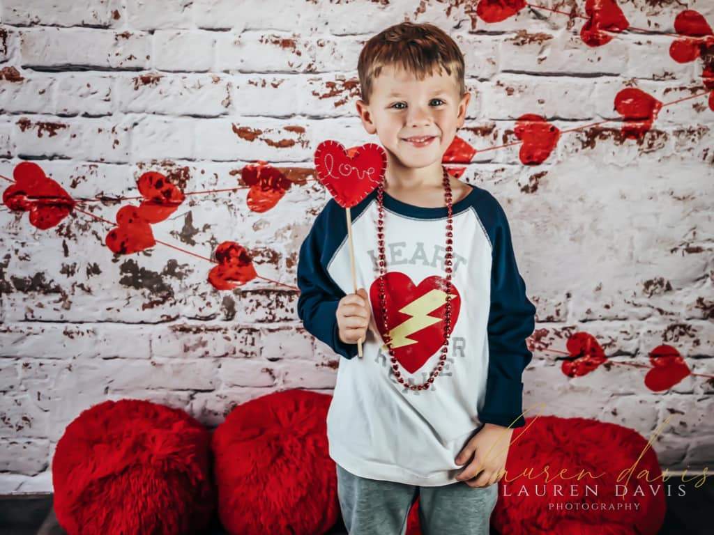 Katebackdrop£ºKate white brick wall with red hearts Valentine's Day Backdrop for Photography designed by Jerry_Sina