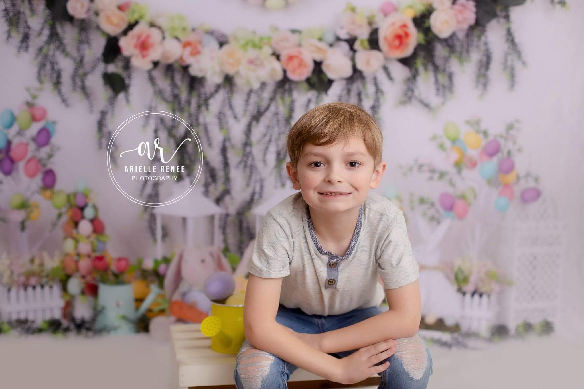 Katebackdrop£ºKate Easter with Rabbits Floral Backdrop for Photography