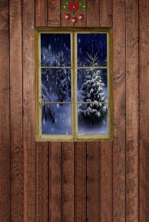 Kate Toile de fond de fenêtre en bois de Noël pour la photographie