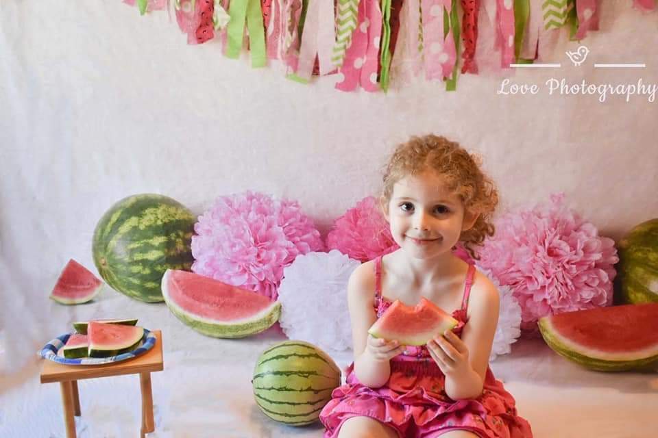 Kate Anniversaire Pastèque Rose Vert Été Toile de fond conçue par Mandy Ringe - Kate Backdrop FR