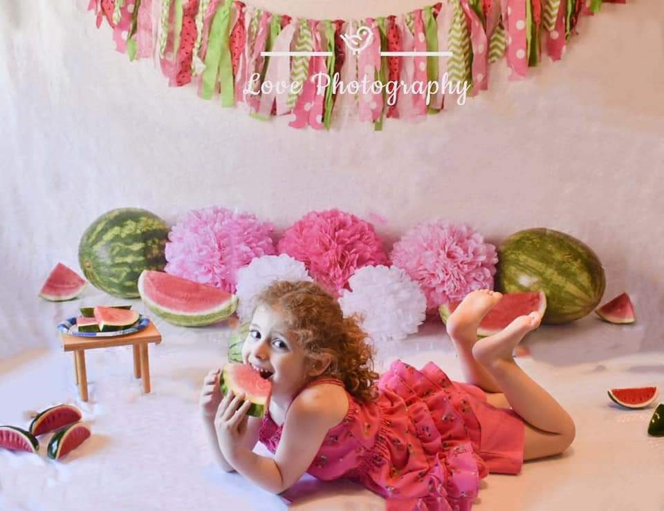 Kate Anniversaire Pastèque Rose Vert Été Toile de fond conçue par Mandy Ringe - Kate Backdrop FR