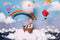 Kate Origami Montgolfière Nuage Arc-en-ciel Anniversaire Toile de fond conçu par Ava Lee - Kate Backdrop FR